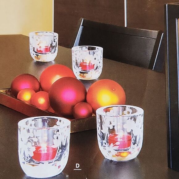 💜PartyLite Sakura Clear Frosted Etch Cherry Blossom Votive Holder Set of 2